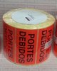 1.000 Etiquetas PORTES DEBIDOS 100x50 mm, fluor rojo, para envios