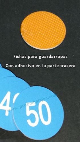 50 Fichas numeradas del 1 al 50 en Azul / Blanco con adhesivo sin taladro