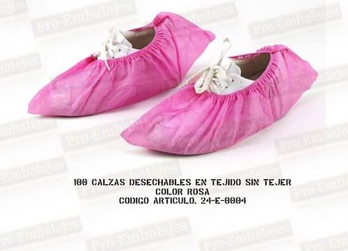 100 Calzas cubrezapatos desechables rosas, en tejido sin tejer