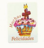 500 Etiquetas MUCHAS FELICIDADES  cupcake