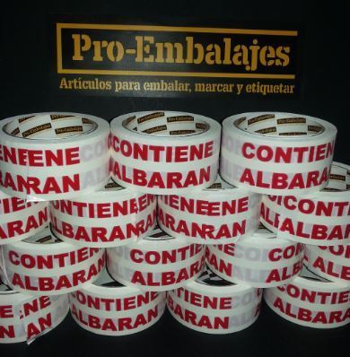 "CONTIENE ALBARAN" Cinta adhesiva PREIMPRESA