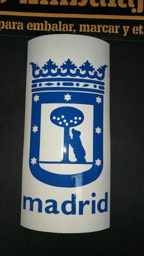 Escudo oso y madroño azul en 150 x 90 mm