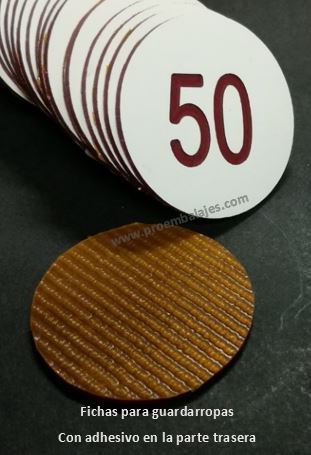 50 Fichas numeradas del 1 al 50 en Blanca / Rojo con adhesivo sin taladro