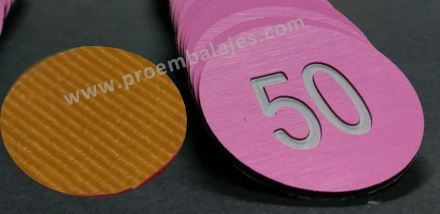 50 Fichas numeradas del 1 al 50 en Morado/gris con adhesivo sin taladro