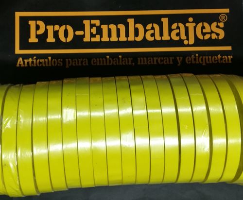 PVC amarillo, 66 mts x 12 mm. ancho ¡perfecto para paquetes!
