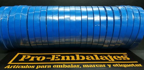 PVC azul, 66 mts x 12 mm. ancho ¡perfecto para paquetes!