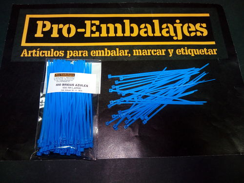 1 paquete de 100 Bridas de color azul, en 100 mm de largo