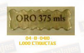 1.000 Etiquetas adhesivas "ORO 375 mls" para joyerías